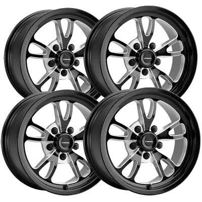 (Set Of 4) Staggered-Vision 149 Patriot 15  5x4.75  Black/Milled Wheels Rims • $589.99