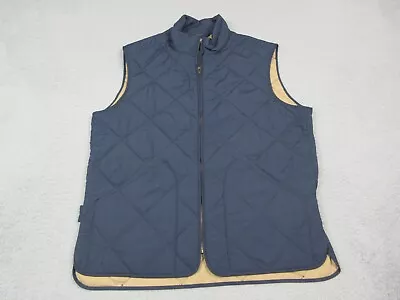 J Crew Vest Mens Adult Medium Blue Quilted Zip Outdoors Pockets Coat • $34.85