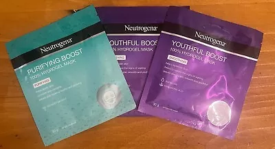 3x Neutrogena Hydrogel Face Masks Assorted Purifying Boost And Youthful Boost • $0.99