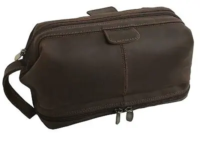 Vintage Leather Travel Toiletry Bag Shaving Dopp Kit Men Shaving Case Pouch  • $43.46