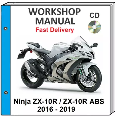 Kawasaki Ninja Zx10r Zx-10r 2016 2017 2018 2019 Service Repair Shop Manual Cd • £12.85