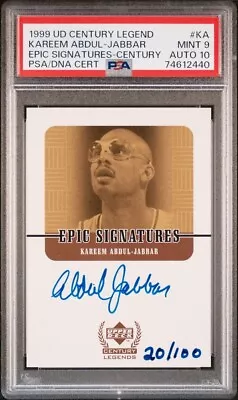 1999 UD Century Legends Epic Signatures Kareem Abdul-Jabbar AUTO /100 PSA 9/10 • $2499.99