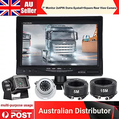 7''Monitor 2xDome Eyeball+Square Rear View Camera For Truck Trailer Motorhome RV • $90.16