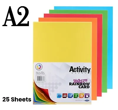 25 X Activity Card A2 Scrapbook Paper Activity Sheets Art Craft Cards - Rainbow • £10.22