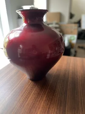 Ruby Red Glazed Ceramic Pottery Tall Large Made In Spain • $55