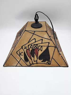 Poker Cards Hanging Light Fixture Billiards Fiberglass Swag Vintage Game Room • $85