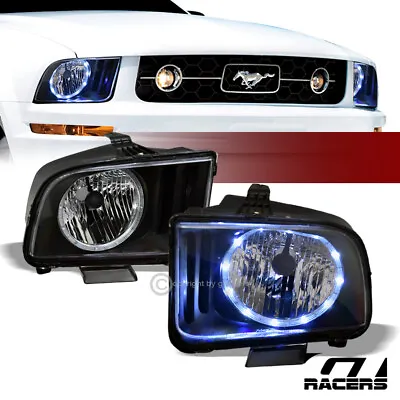 For 2005-2009 Ford Mustang Black Housing Drl Led Halo Ring Headlights Lamps Nb • $77