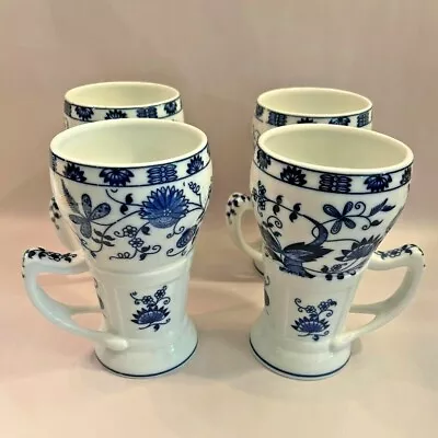 Scarce Lot Of 4 Vienna Woods ( Blue Onion ) Ice Cream Soda Irish Coffee Mugs  • $59