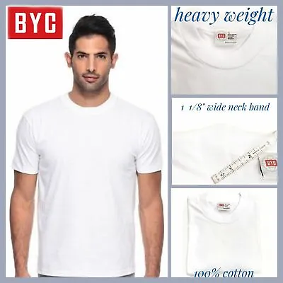 BYC 3 Pack Men 100% Premium Cotton Heavy Weight Crew Solid Short Sleeve T-Shirt • $32.21