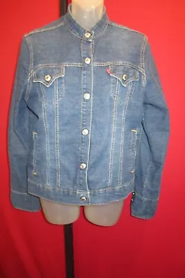 ~~Vintage LEVI STRAUSS Denim Truckers Nehru Jacket Size Medium Womens~~ • $37.49