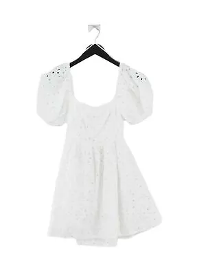 Zara Women's Midi Skirt S White 100% Cotton Midi A-Line • £9.90