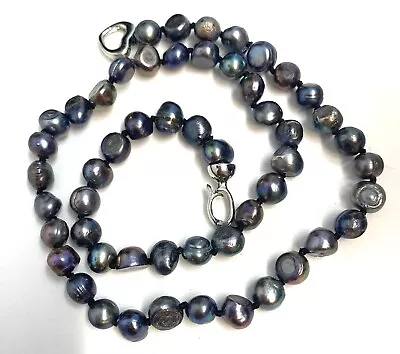 S 185 Vintage Necklace Natural Black Baroque Pearls • $45