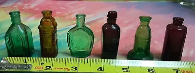 Lot 6 Vtg GLASS MINI BOTTLES WHEATON TAIWAN Only 2 Inches Tall Each Pretty Set#2 • $32.95