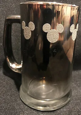 Disney World Mug Stein Glass Glitter Metallic Silver Mirrored Mickey Beer • $19.99