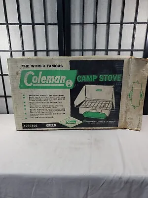 Vintage Coleman Two Burner Camping Stove Green 425E499 In Box • $39.99