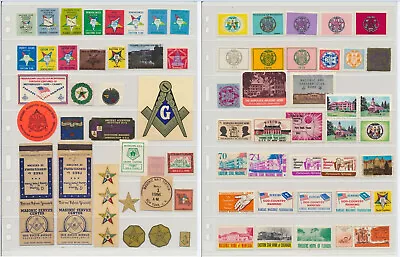 USA Masonic Small Collection Of 70 Seals Labels Symbols Poster Stamps Charity MH • £46.04