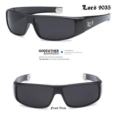 LOCS 9035 Black Sunglasses | Authentic Gangster Rapper Lowrider Cholo Men Shades • $17.01