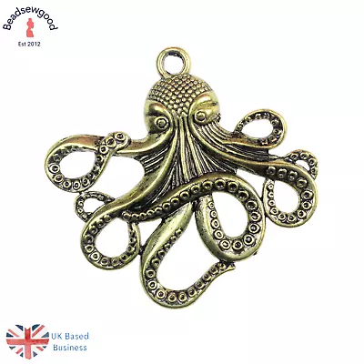 2 Large Octopus Pendant Charms 55 X 58mm Sea Nautical Steampunk Jewellery Making • £3.05