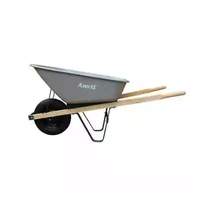 6 Cu. Ft. Steel Wheelbarrow With A Pneumatic Tire And Wood Handles • $109