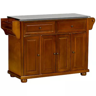 Large Kitchen Island Table With Storage Drawers Cabinets Stainless Steel Top • $317.19