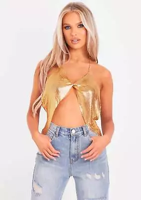 Gemma Gold Twist Front Chainmail Top • £30