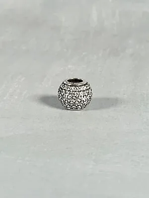 PANDORA Moments Silver Sparkly Clear Pavé Cubic Zirconia Ball Charm 791051CZ • £18