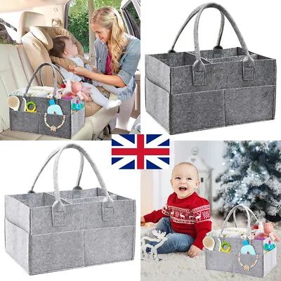 Baby Diaper Organiser Caddy Felt Changing Nappy Kids Storage Carrier Bag Grey UK • £6.59