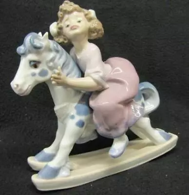 Lladro #5769 FAITHFUL STEED Girl On Rocking Horse Porcelain Figurine Retired • $160