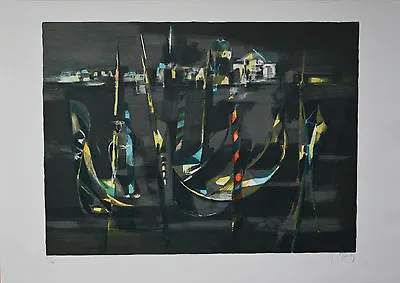 Marcel Mouly  Gondoles Devant San Giorgio  Signed Numbered Lithograph Venice • $399