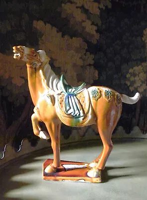 Vintage Tang Dynasty Style  Prancing Horse. Good Size. Sancai Colours • £48