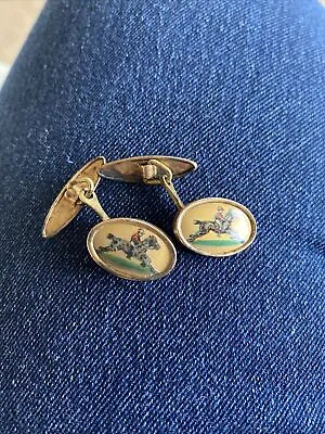 Vintage Cufflinks With Racing Horse And Jockey  (approx 1930-1940) • £9