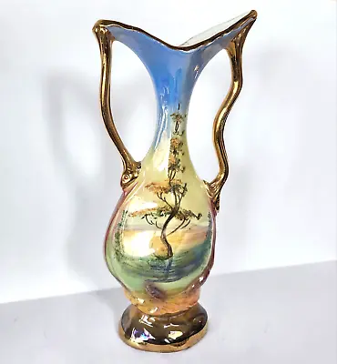 Vintage Italian Lustre Scene Vase • $640