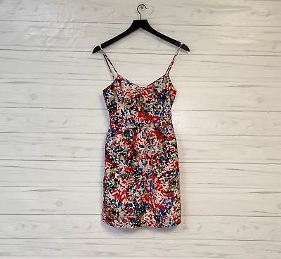 J Crew Dress Womens Size 0 Mini Floral Summer Red Patterned Stretch Form Fitting • $14.95