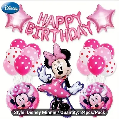 34 Pcs Minnie Mouse Balloon Party Pack Disney Style • $9