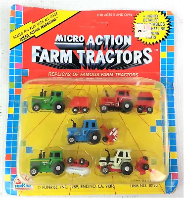 Vintage Micro Action Farm Tractors 1989 Funrise UNPUNCHED Collectible Toys 5 Pk • $24.88