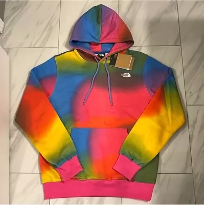 The North Face Men’s AOP Rainbow Pullover Hoodie Pink Blue Yellow Green New • $69.99