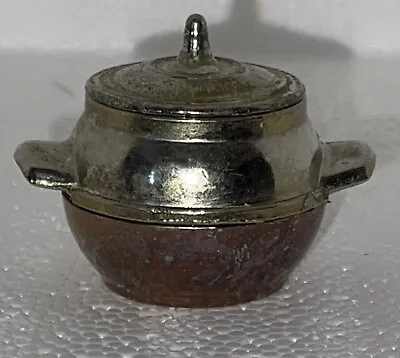 Vintage Miniature Copper Brass Lidded Bean Pot England Makers Mark • $12.49