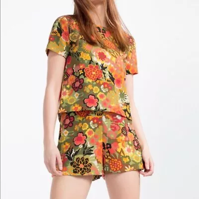 Zara 70's Trafaluc Collection Floral Romper Playsuit Sz XS • $34.99