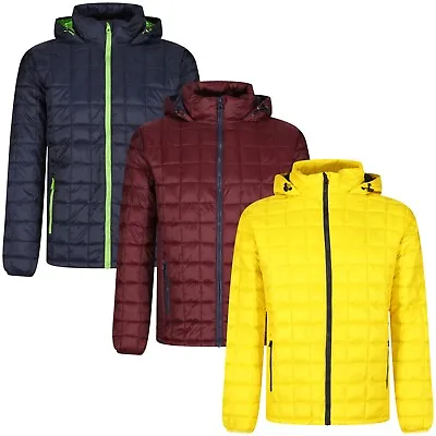 New Mens Jackets Hooded Raincoat Showerproof Windproof Outdoor Zip Up Work Coats • £14.99