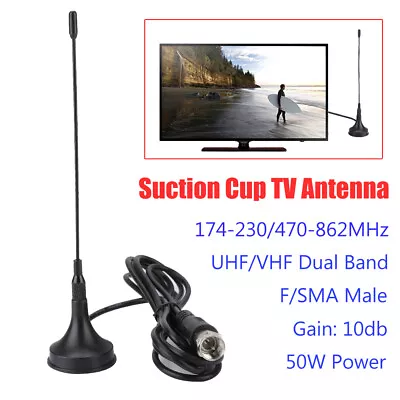 1.5m F 12cm Rod DVB-T Suction Cup Antenna Wireless TV Antenna Indoor TV Antenna • £4.32