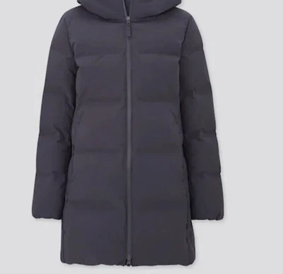 $59 • Buy Womens Uniqlo Long Hood Puffer Coat Navy Size S