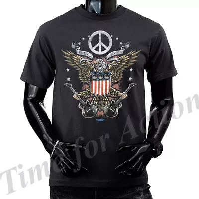 Freedom Rock Music Band US Flag Eagle American Pride Graphic T-shirt • $13.87