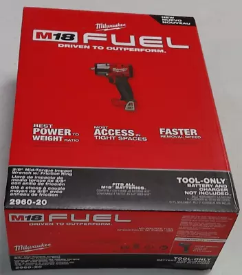 Milwaukee M18 FUEL GEN-2 Li-Ion Impact Wrench W/Friction Ring - 2960-20 - *NEW* • $161.99