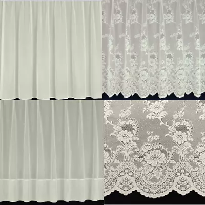 Cream Net Curtains Lead Weighted Envelope Hem  Dainty Floral Sold By The Metre • £2.20