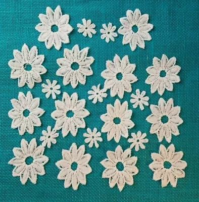 White Daisy Flower Venise Lace Appliques Lot Floral Craft Sewing 22 Pieces  • $9.99