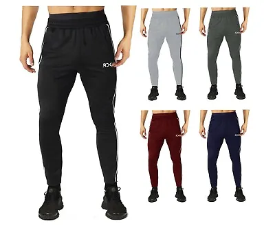 Mens Slim Fit Tracksuit Bottoms Skinny Joggers Sweat Pants Workout Gym Trousers • £11.95