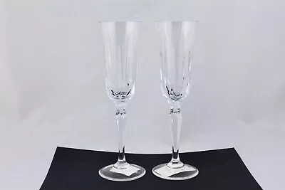 Set Of 2 Faberge Crystal Raina 8-7/8  Champagne Flute Glasses - Mint • $250