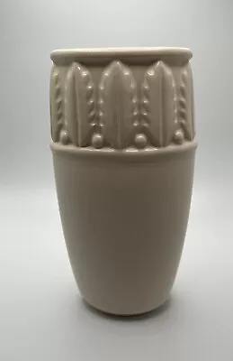 Victoria Hagan Perfect Pieces Stoneware Vase Off White-Art Deco Palm Leaf Design • $19.99