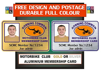 £2.45 • Buy Motorbike Club Membership Cards Aluminium Cards Full Colour Print Any Club
