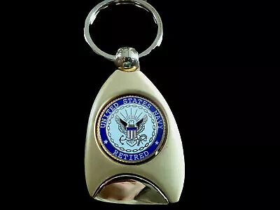 U.s Military Navy Retired Service Key Chain Key Ring Metal Heavy Duty • $12.95